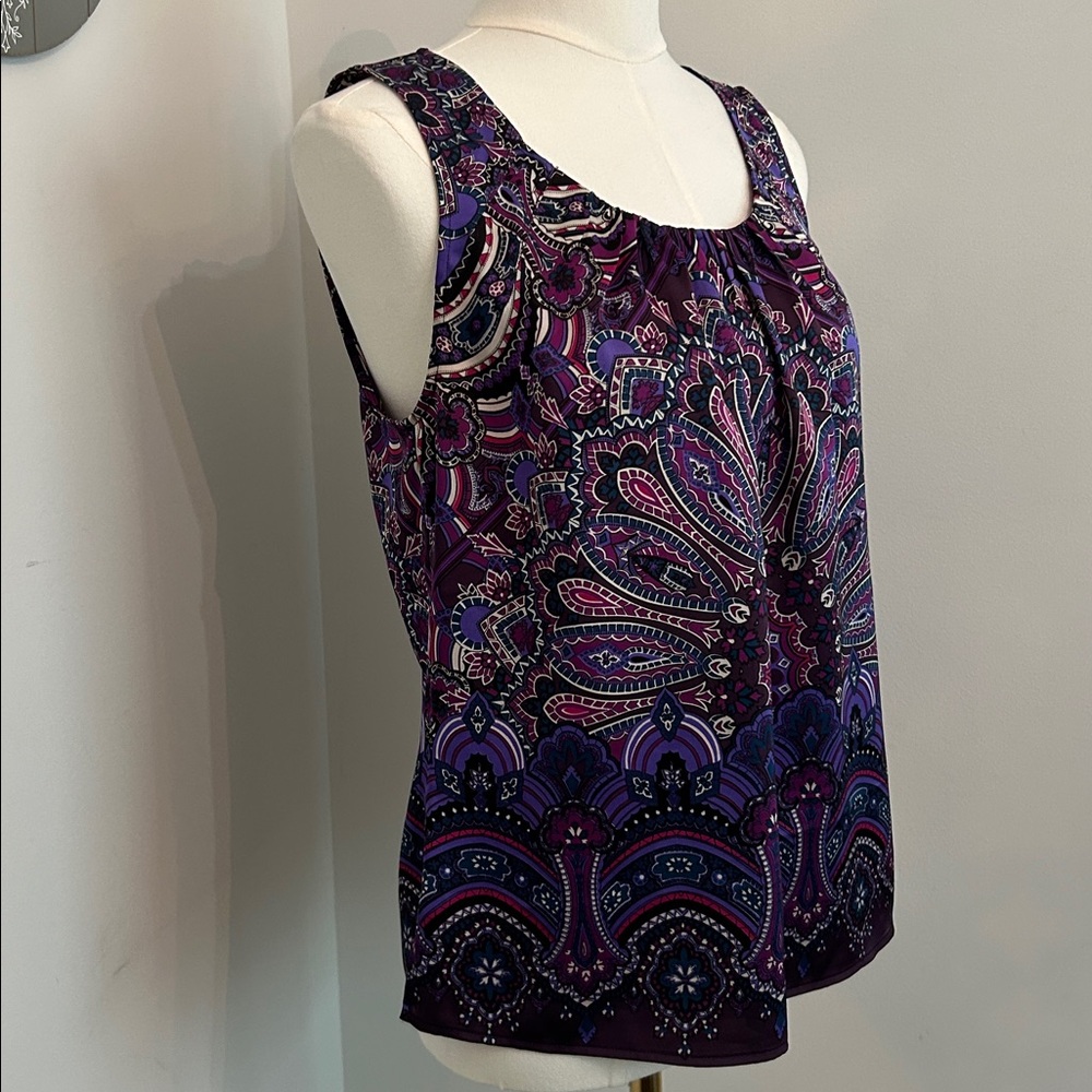 CHICO’S Sleeveless Blouse/Top Purple Scoop Neck Colorful -Size 1 - Picture 4 of 10